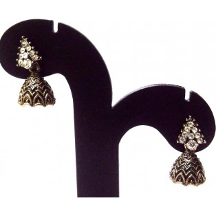 Silver Oxidized Earrings Jhumka Jhumki Jewelry Bollywood Drop Dangle Long EA355